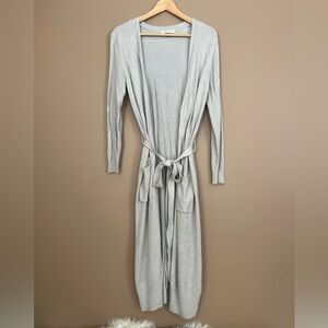 {Rachel Zoe} Long Duster Cardigan Sweater with Tie Waist in Grey - Womens Medium